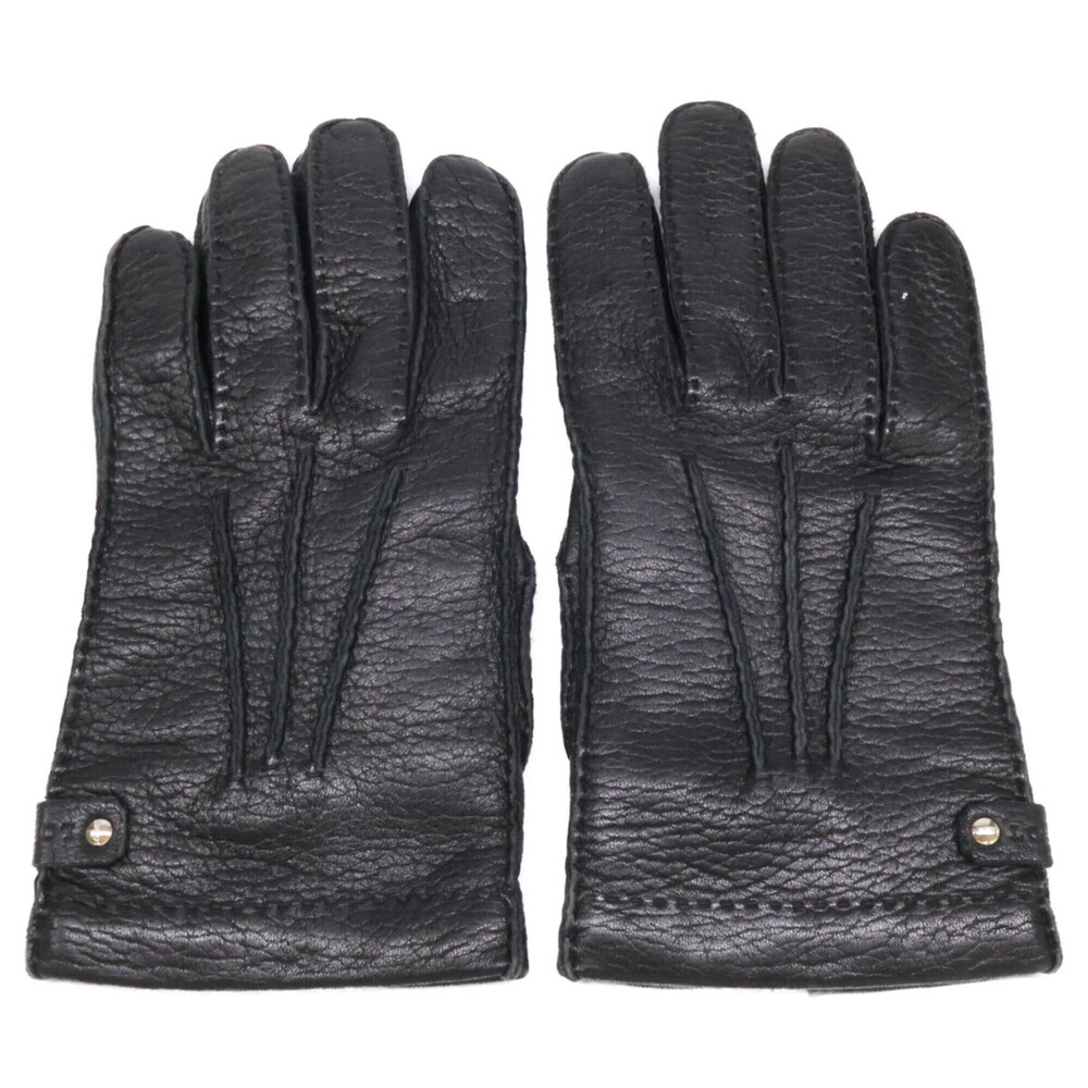 LOEWE Leather Gloves, Size 8 1/2, Black, Men's
